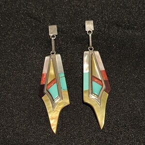 Zuni, New Mexico signed RC. Turquoise Earrings